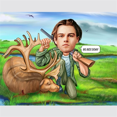 Hunting Man Caricature from Photo,by myDaVinci - myDaVinci